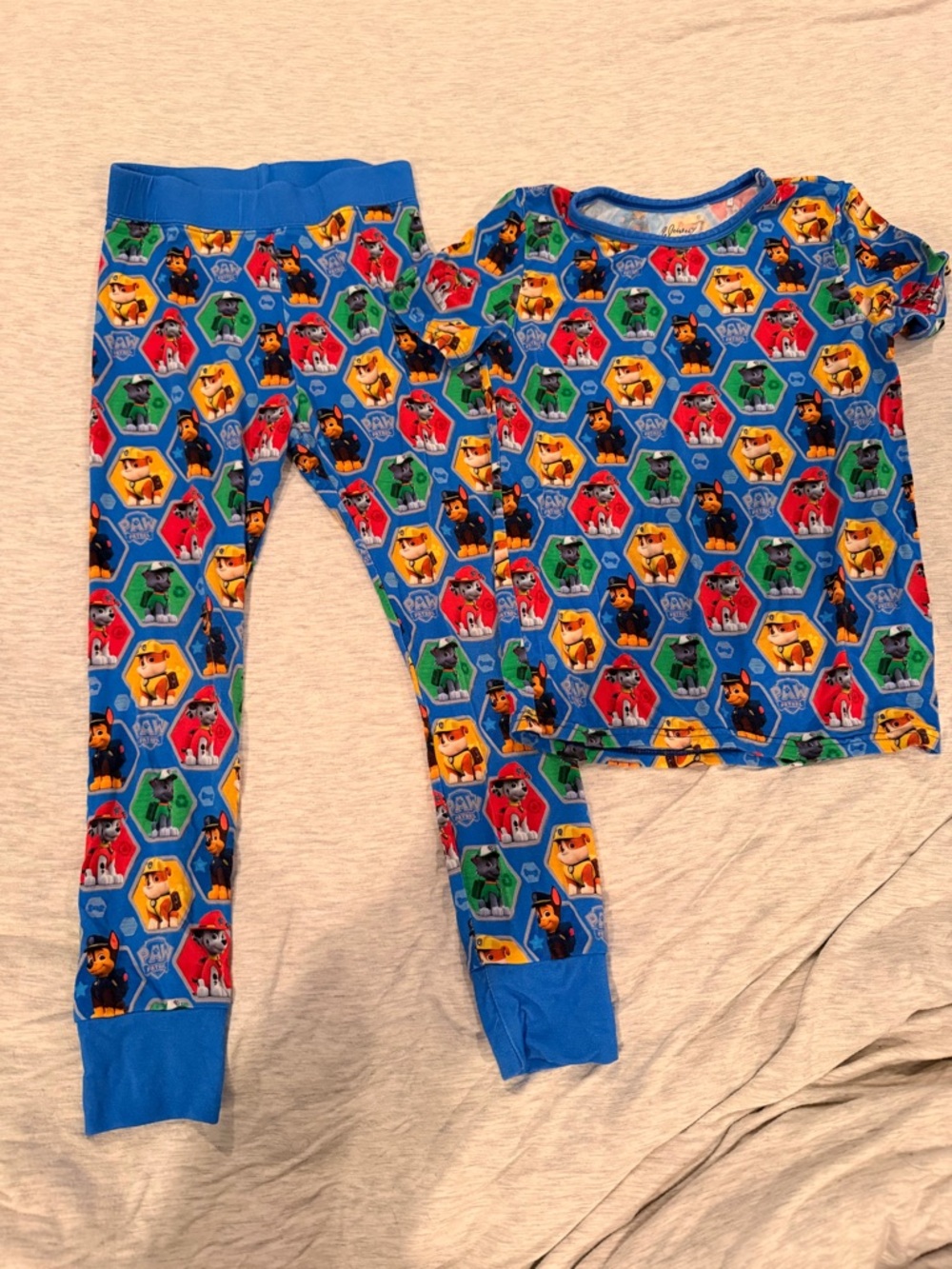 Paw Patrol Blue Short Sleeve Kids Pajama Set with Multicolor Character Print
